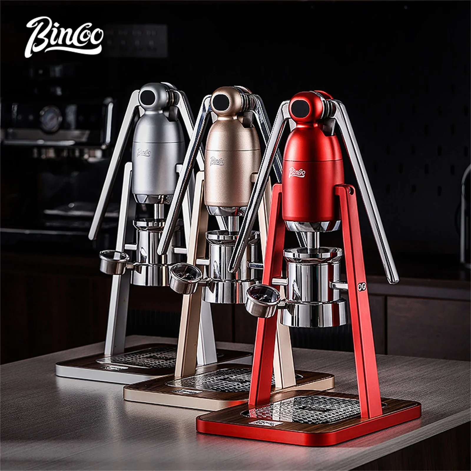 Bincoo Hand Pressed Coffee Machine Double Pull Rod Manual Italian Concentrator Extraction Small Household Semi Automatic Maker