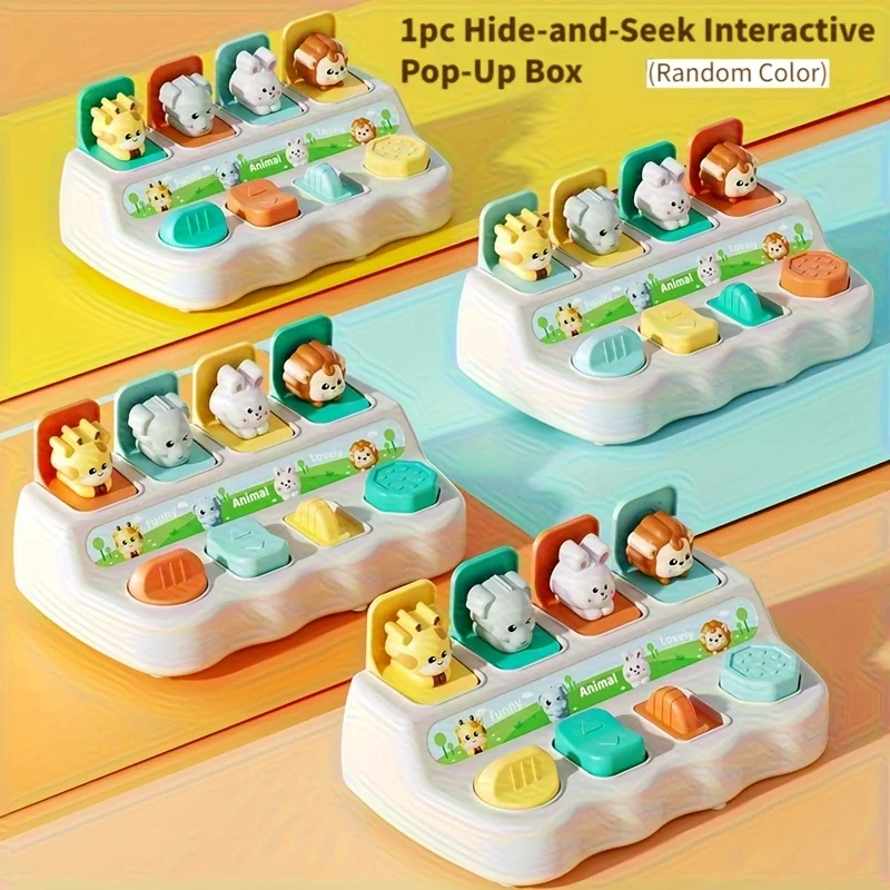 1개 동물 팝업 장난감, 숨바꼭질 스위치 포함, 유아를 위한 초기 교육 활동, 아기 인지 훈련