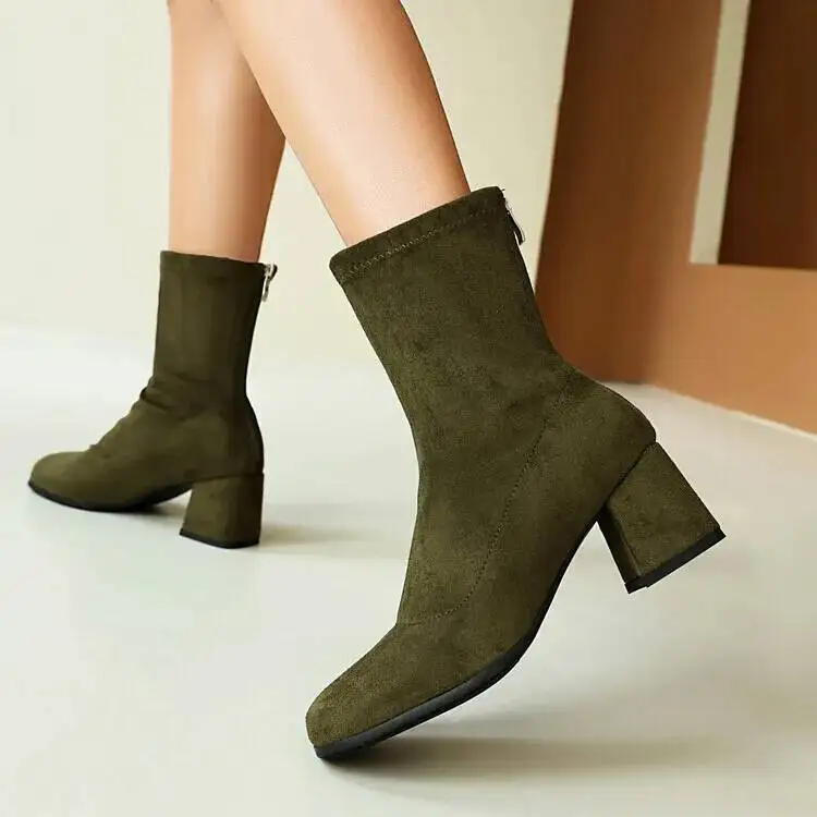 

Ladies Suede Elegant Mordern Short Booties Vintage Thick Heel Women Ankle Boots Autumn Winter Zapatos De Mujer