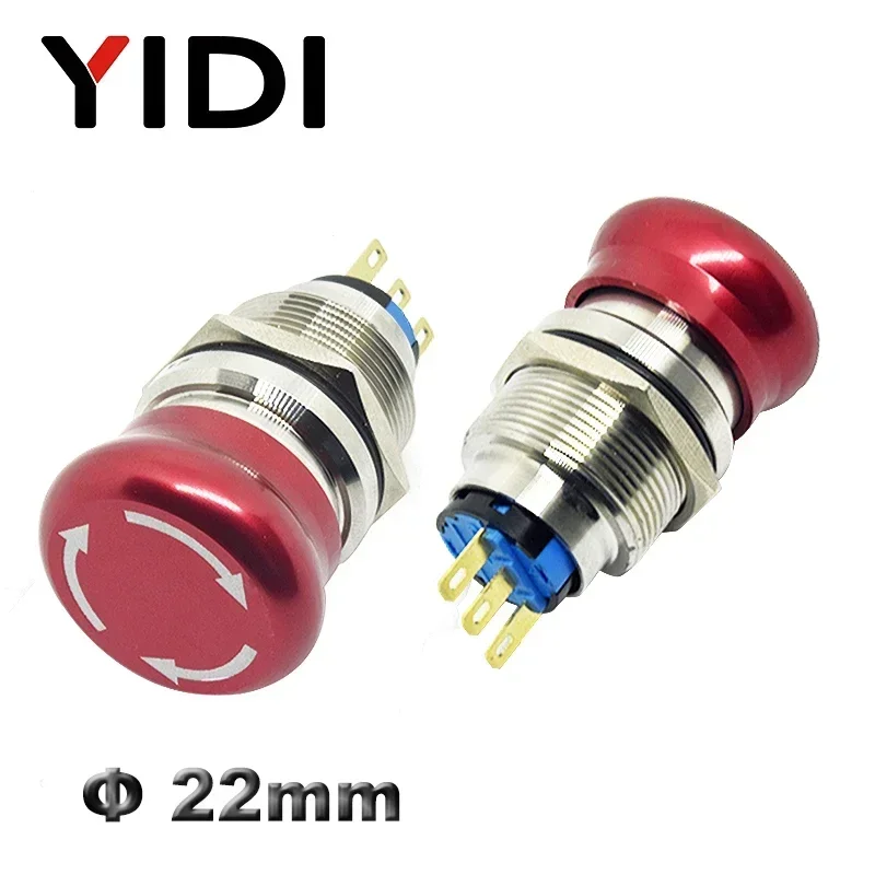16 Mm 19 Mm 22 Mm Emergency Stop Switch Push Button Mushroom Stop Switch 1NO1NC 2NO2NC Menempel Switch On Off