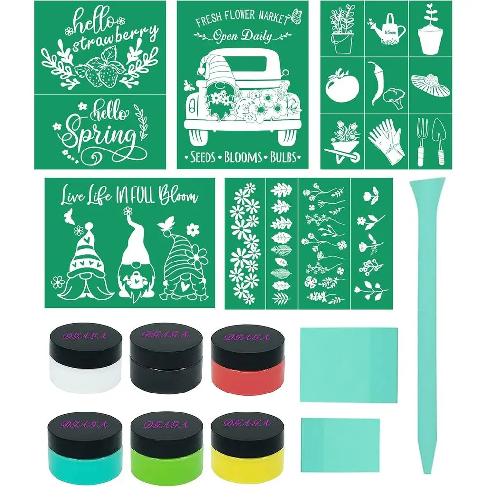 

Spring Silk Sn Stencils Sel Adhesive Sn Printing Stencil Reusable Mesh Stencils Garden Chalk Stencils or Chalk Paste Paint on Wo