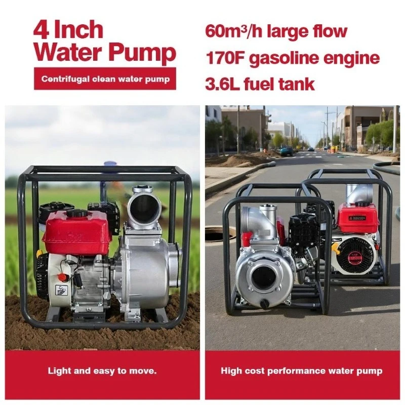 4 inch pump agricultural self-priming irrigation small sewage pump large flow 170F engine