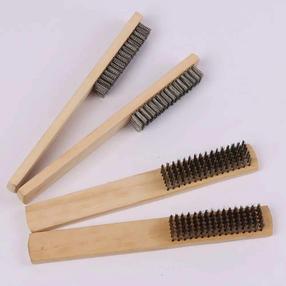 root carving stainless steel wire brush Wooden handle brush clean
