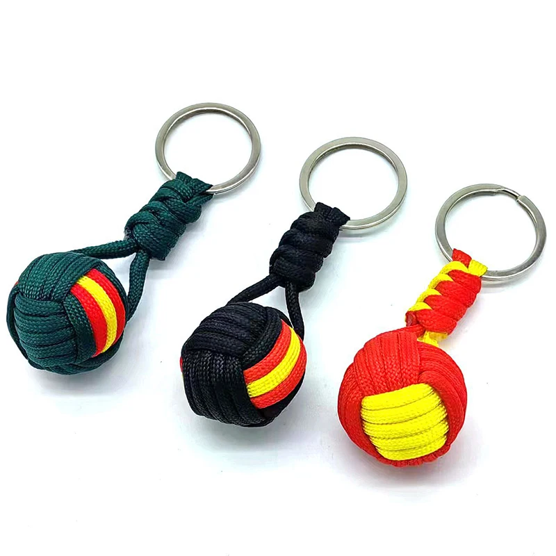 Military Parachute Woven Rope Ball Keychain Lanyard Key Ring Monkey Fist Key Chains Outdoors Survival Tool Jewelry image 2