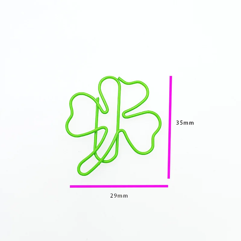 50 cute INS Green four-leaf clover/clover paper clip scrapbook Decorate binders Office documents Bill binding supplies