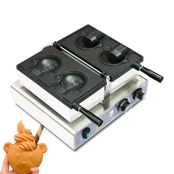 Comercial urso elétrico forma waffle maker máquina de sorvete Única cabeça aberta boca urso taiyaki fabricante Bolo Waffle Snack padeiro