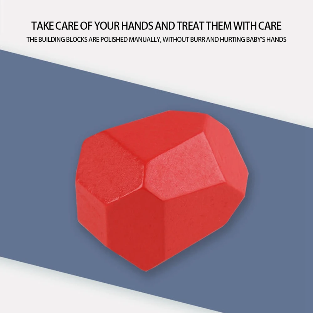 BAAA-Children Wooden Colored Stone Blocks Building Block Educational Toy Nordic Style Stacking Block Game Rainbow Wooden Toy