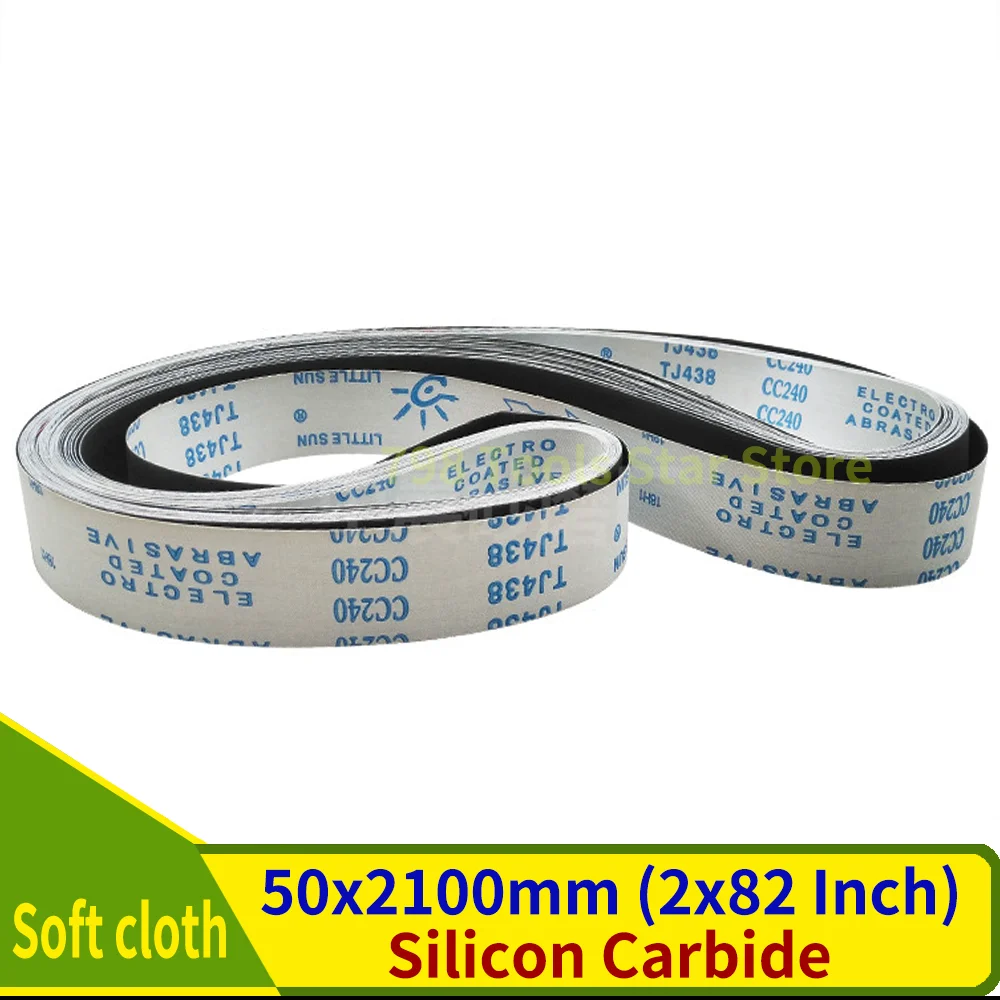 Silicone flexível abrasivo lixar correia, dupla utilização para polimento de metais, grão, seco e molhado, P60-1000 grão, 2100x50mm, 2 em x 82 em