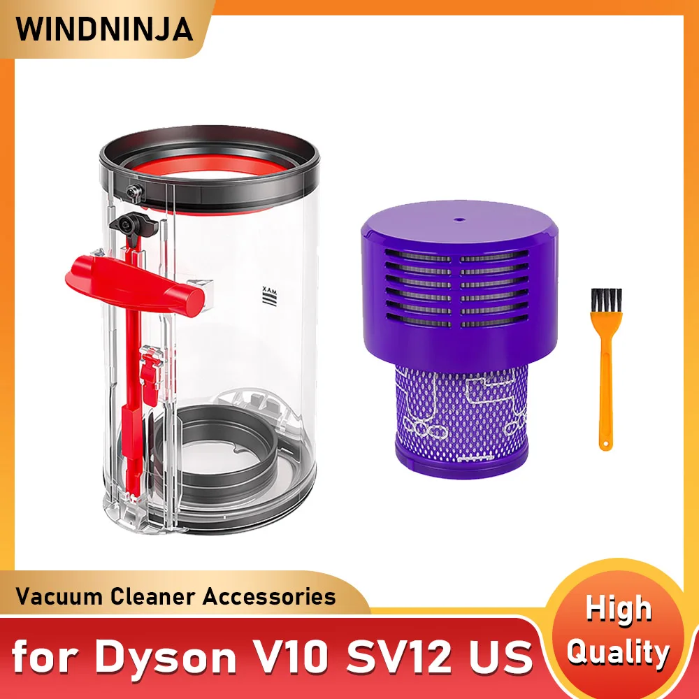 Staubbehälter mit Filterersatz für Dyson V10 SV12 US Animal und Absolute Staubsaugerzubehör, Staubbehälter-Ersatzteil