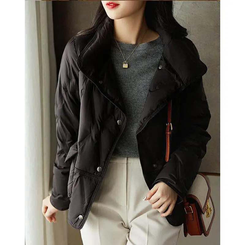 

Lightweight White Du down Jaet Quilted Single Button ort Sle Faionable And Warm Autumn Winter New Arrival Outerwear