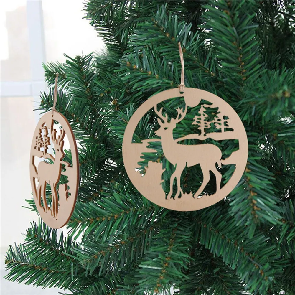 Decoración de Feliz Navidad para el hogar, 10 piezas, adornos de árbol de Navidad hechos a mano, colgantes huecos DIY, decoración de bolas de Navidad de Año Nuevo