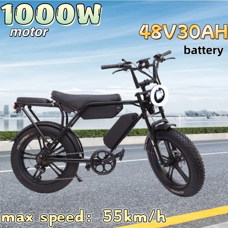 H20pro Electric Bicycle 1000W motor 48V 30AH battery Long endurance 55km/h Electric bike 20 inch tire off road riding e bike image 3