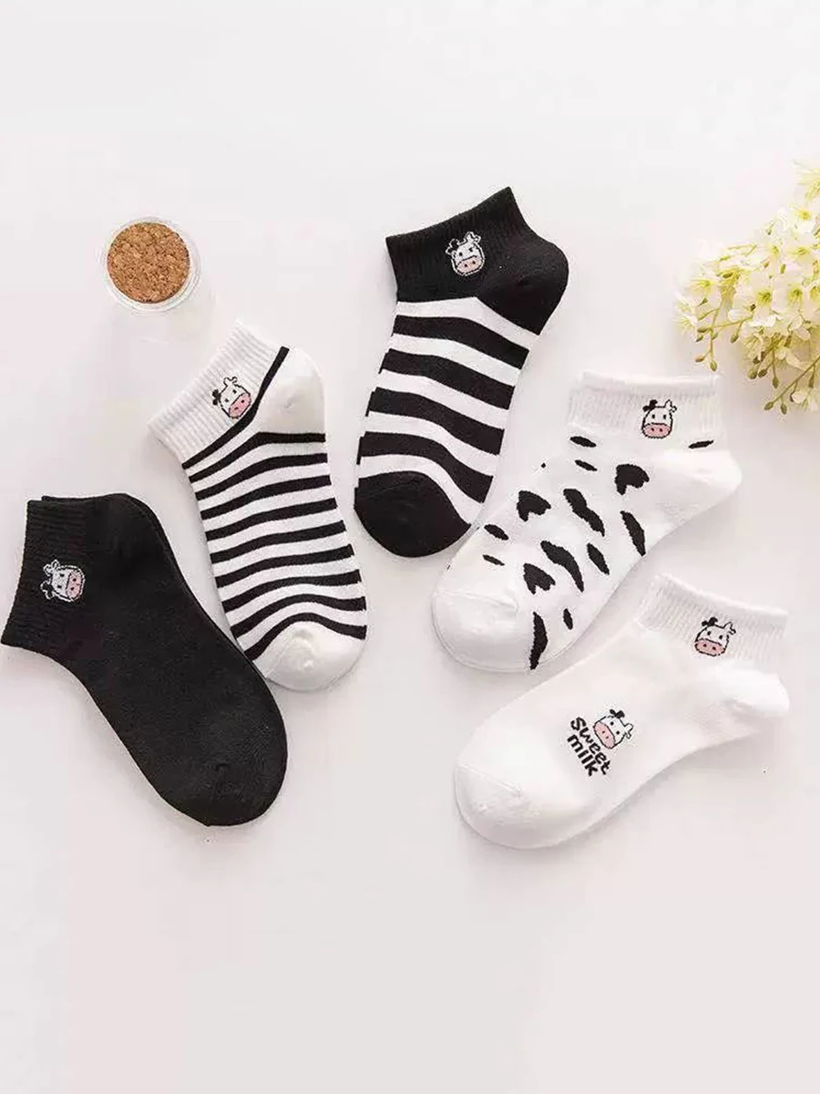 5 أزواج من جوارب البقرة الكرتونية اللطيفة المضادة للرائحة للرجال والنساء العصرية #1