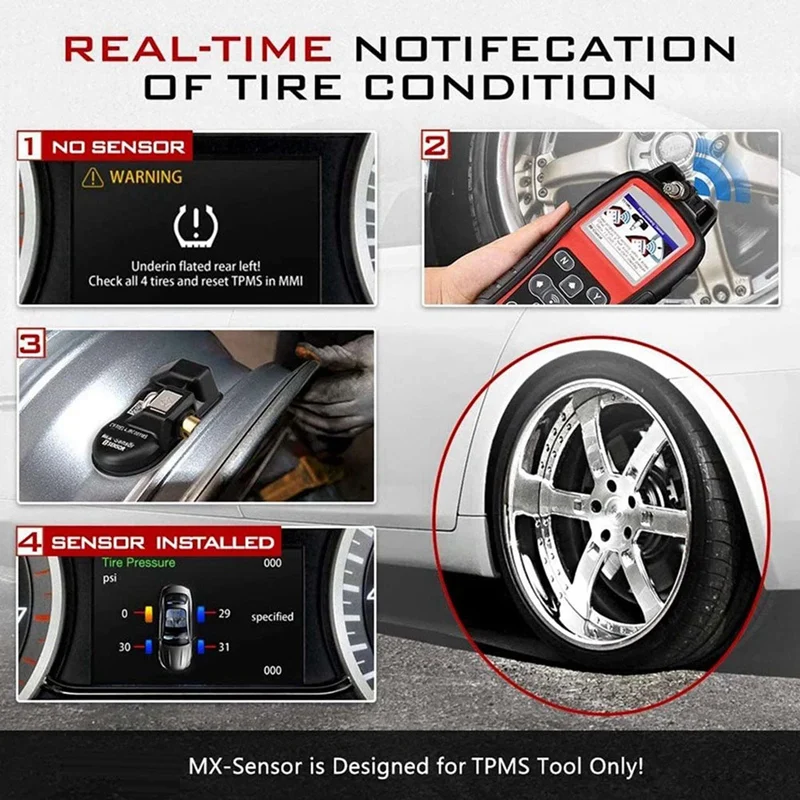 نظام مراقبة ضغط عالمي 2 في 1 ، مستشعر MX قابل للبرمجة ، أداة TPMS-برنامج لautel ، من MHZ + إطار Mhz ، 4