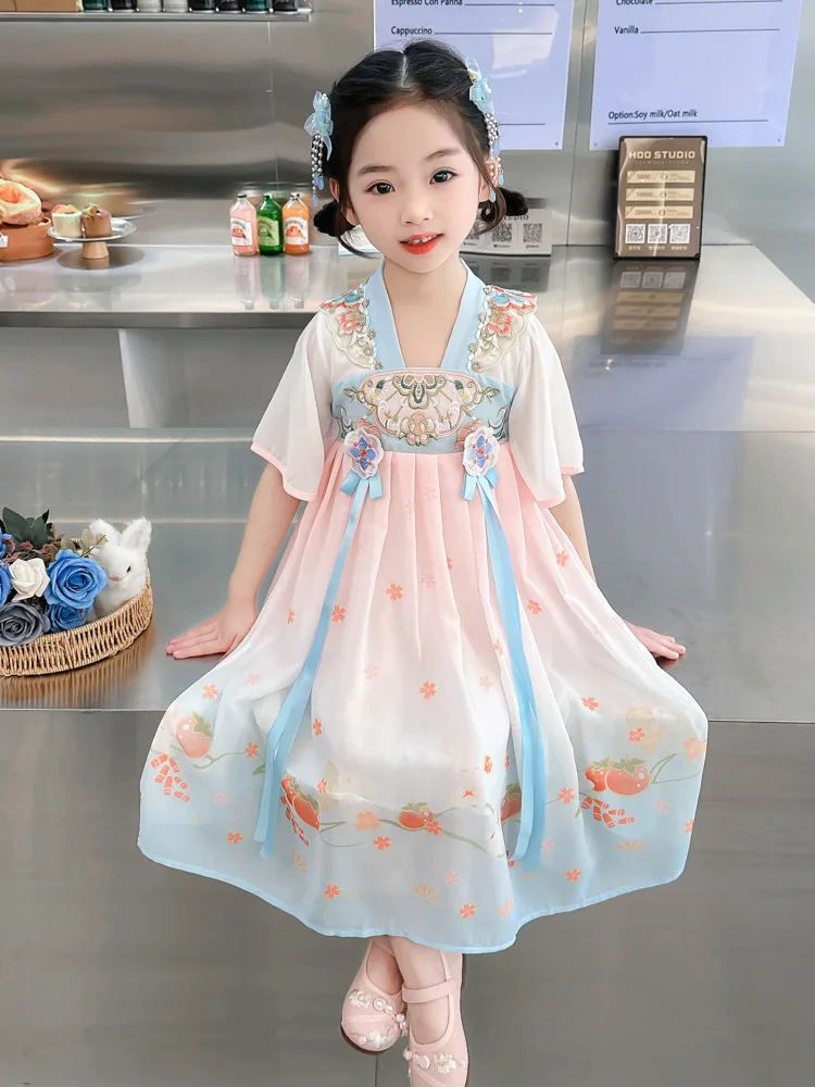 Hanfu-vestido de verano para niñas, ropa de rendimiento súper inmortal, Color fino, novedad