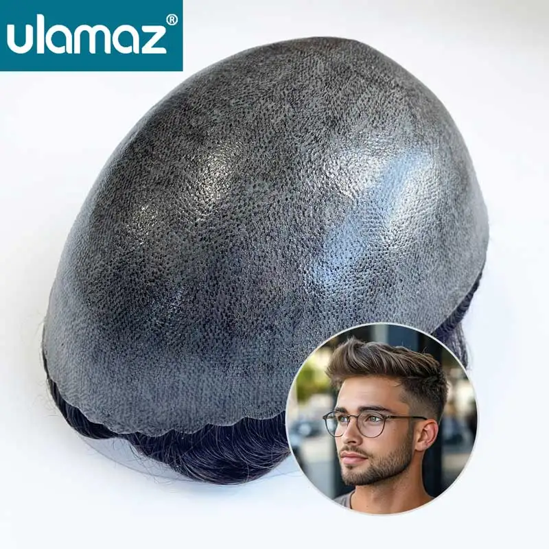 

Microskin Male Hair Prosthesis Knotless Toupee Hair Men Injection Hair Full Skin Hair System For Man Real Hair Men's Wig On Sale