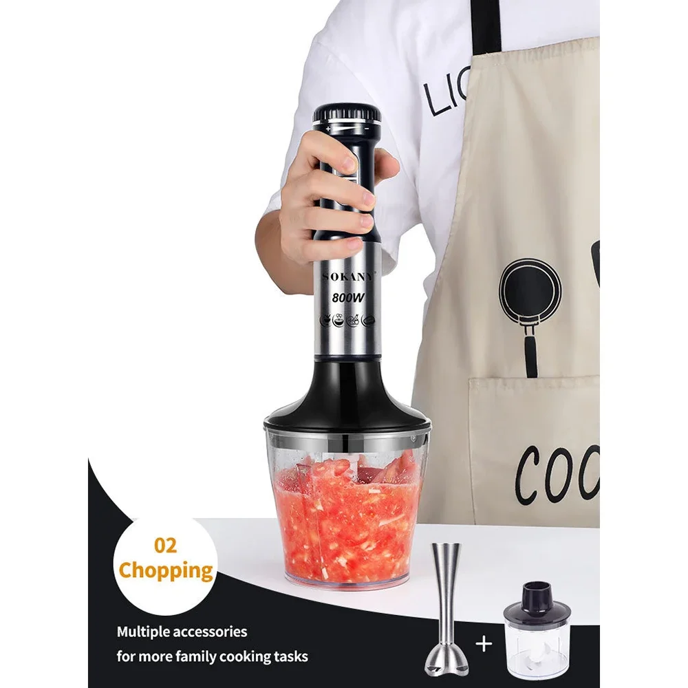 4-in-1 Blender Bar, Splash Resistant, Crushed Ice, Whisk Blender with Removable Base, Suitable for More Home Cooking Tasks