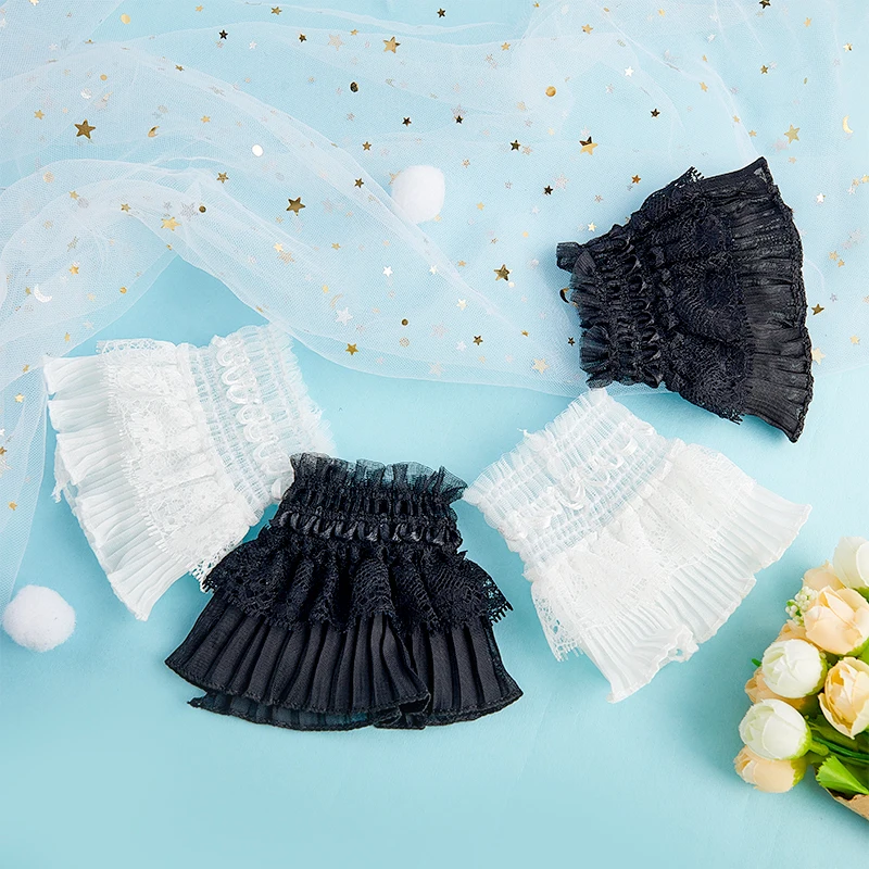New Lady Detachable Sleeves Fake Cuffs Female Lace Thin Pleated Flare Sleeve Ruffles Wristband Sweater Blouse Wrist Warmers