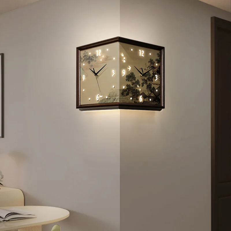 Double-sided corner wall living room without punching corner mural light corner landscape wall retro