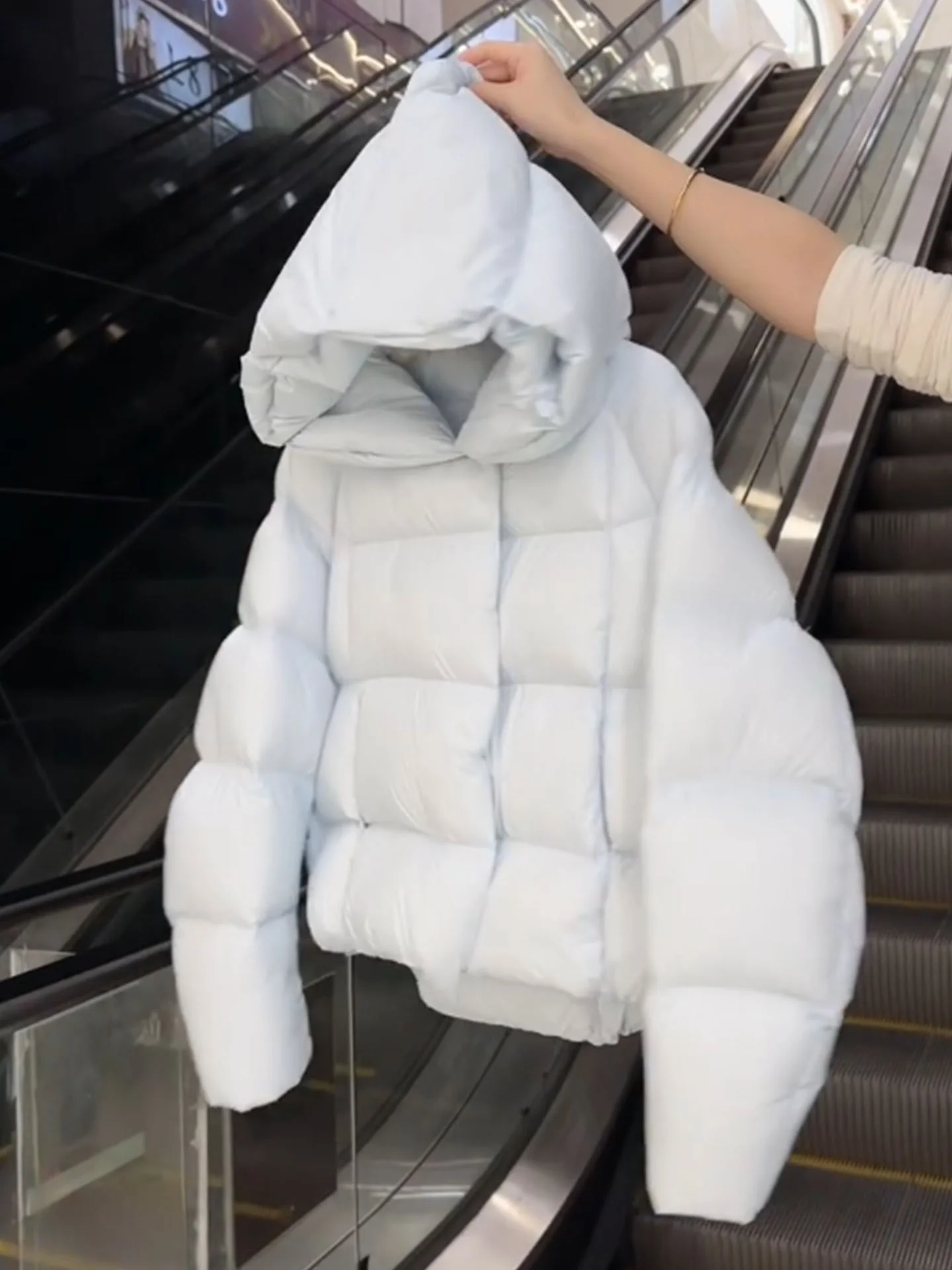 Unique ort Blue Hooded Women's down Jaet Winter 2025 New Sle Cact Size Outerwear Comfortable Warm Polyester Fiber