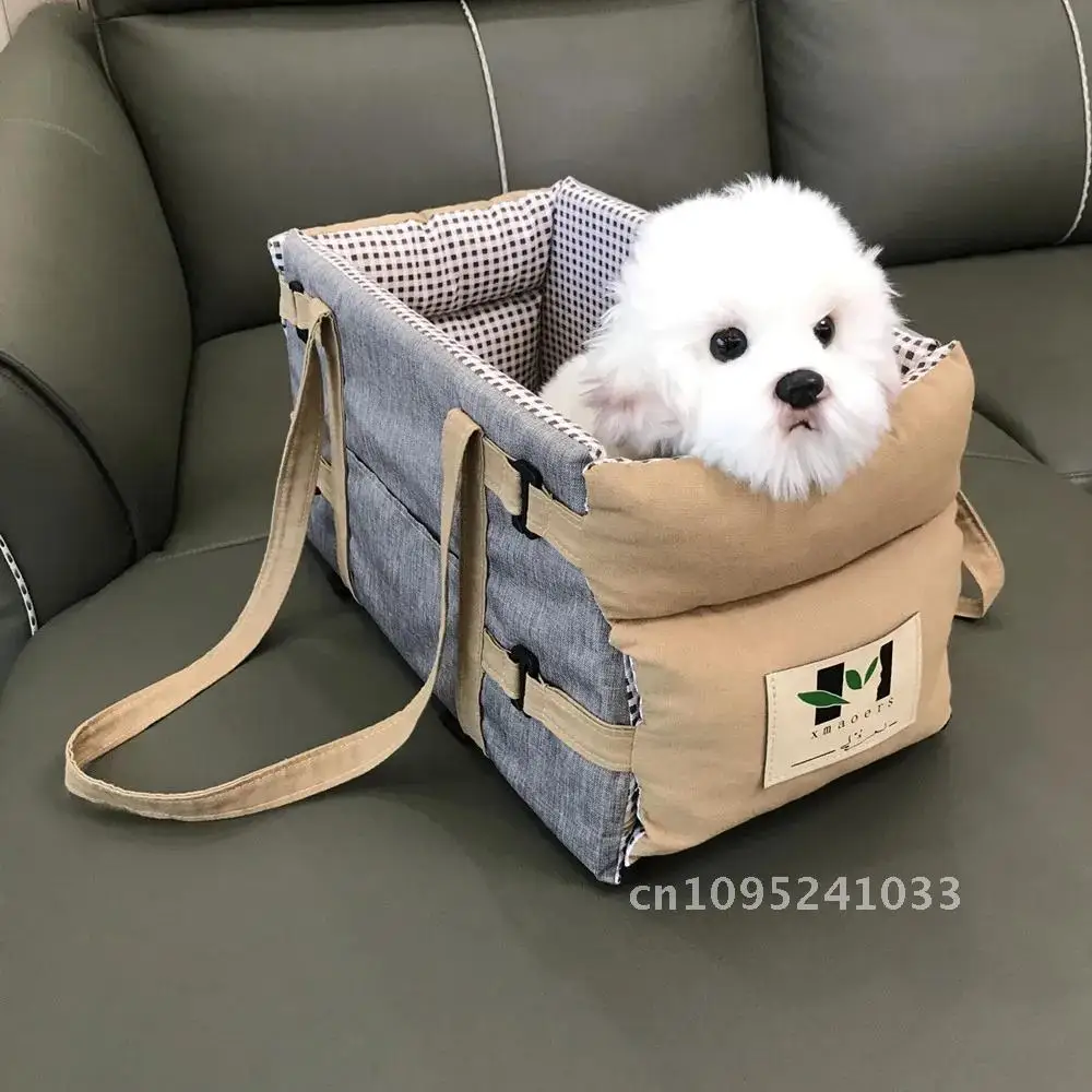 

Dog Car Seat Cat Carrier- Dog Car Seat on Car Armrest Carrier Bags Console Strap Travel for Cats with Carrying Dog Car Dogs,