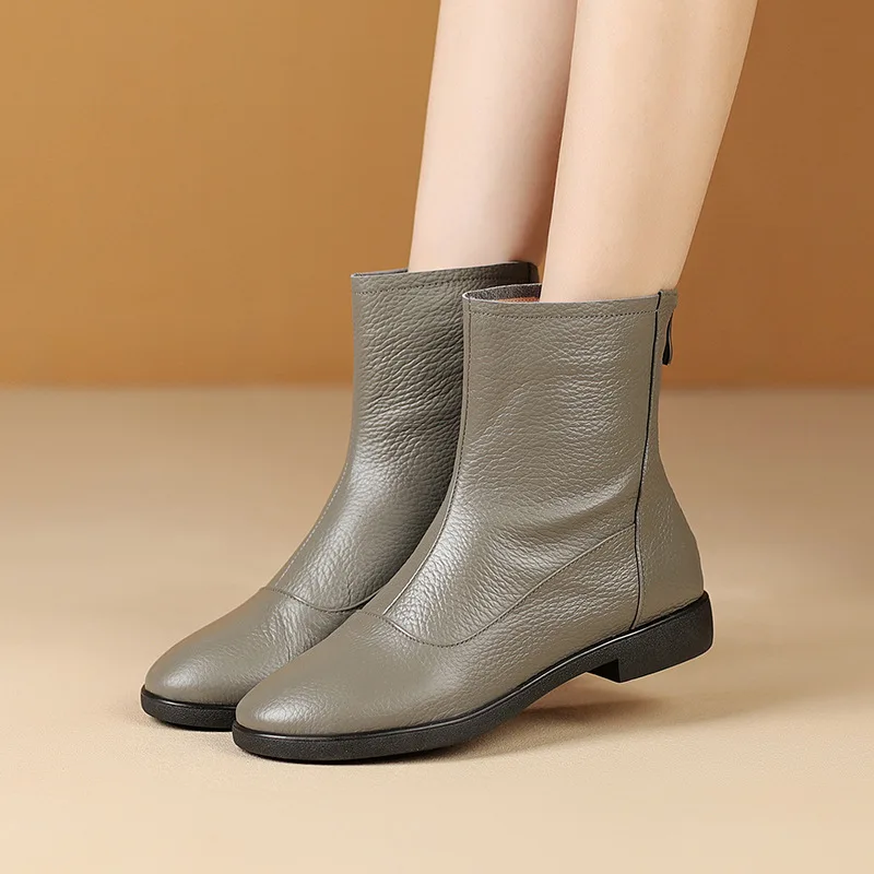 

Short boots women British style 2025 Spring and Autumn slim boots women soft leather short boots women