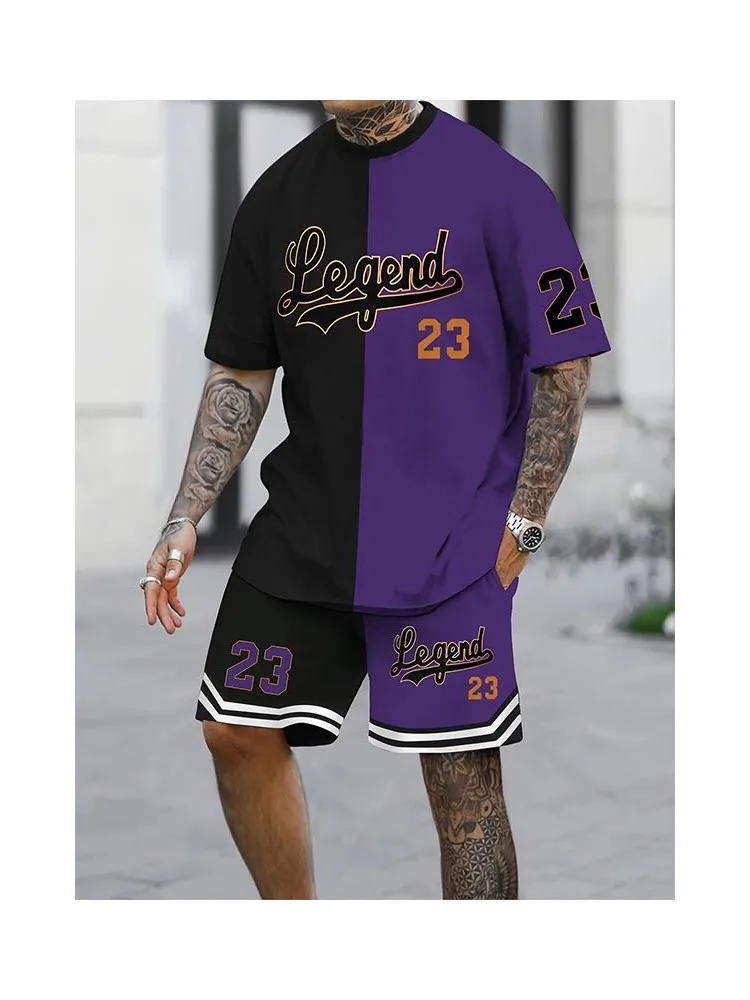 

New Fashion Men's Summer Sportswear, Casual, Breathable, Fresh And Loose Shirt, Capri Pants Set