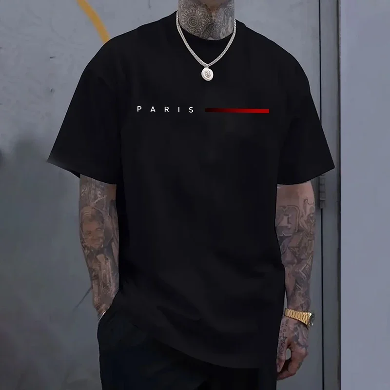 باريس أزياء الرجال تي شيرت جودة عالية س الرقبة قصيرة الأكمام أعلى المنزل في الهواء الطلق الترفيه لينة تي شيرت