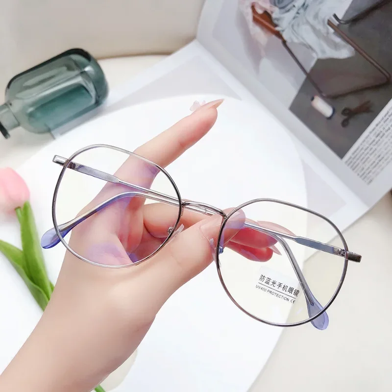 New Fashion Retro Metal Glasses for Women Anti Blue Light Round Frame Female Vintage Optical Spectacles Очки Для Работы За Пк