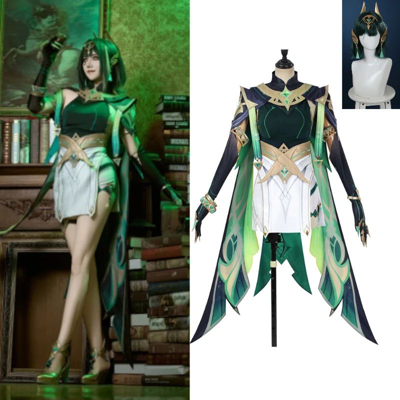 

Genshin Impact Nephrite Cosplay Costume Anime Game Character Outfit Layered Skirt Unique Necklace Set For Women Convention