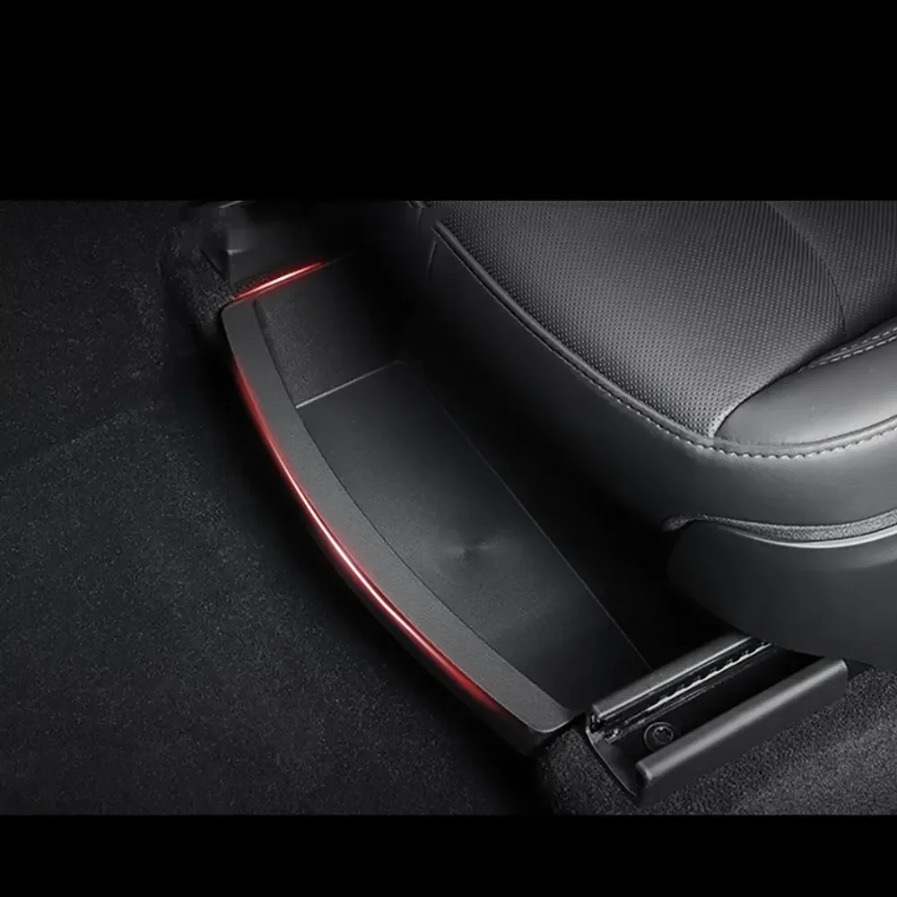 For Tesla Model Y Juniper 2025 2026 Under seat Drawer Space Bins Chair Tray TPE Under Seat Storage Box Interior Accessories 1PC