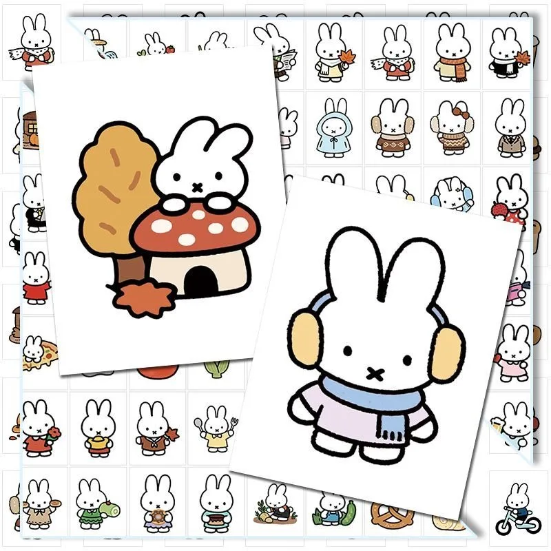 Miffy Cartoon Simple Sweet Stickers Cute Healing Decorative Stickers Kawaii Suitable for Students Personal Diary Sticker Gifts view 3