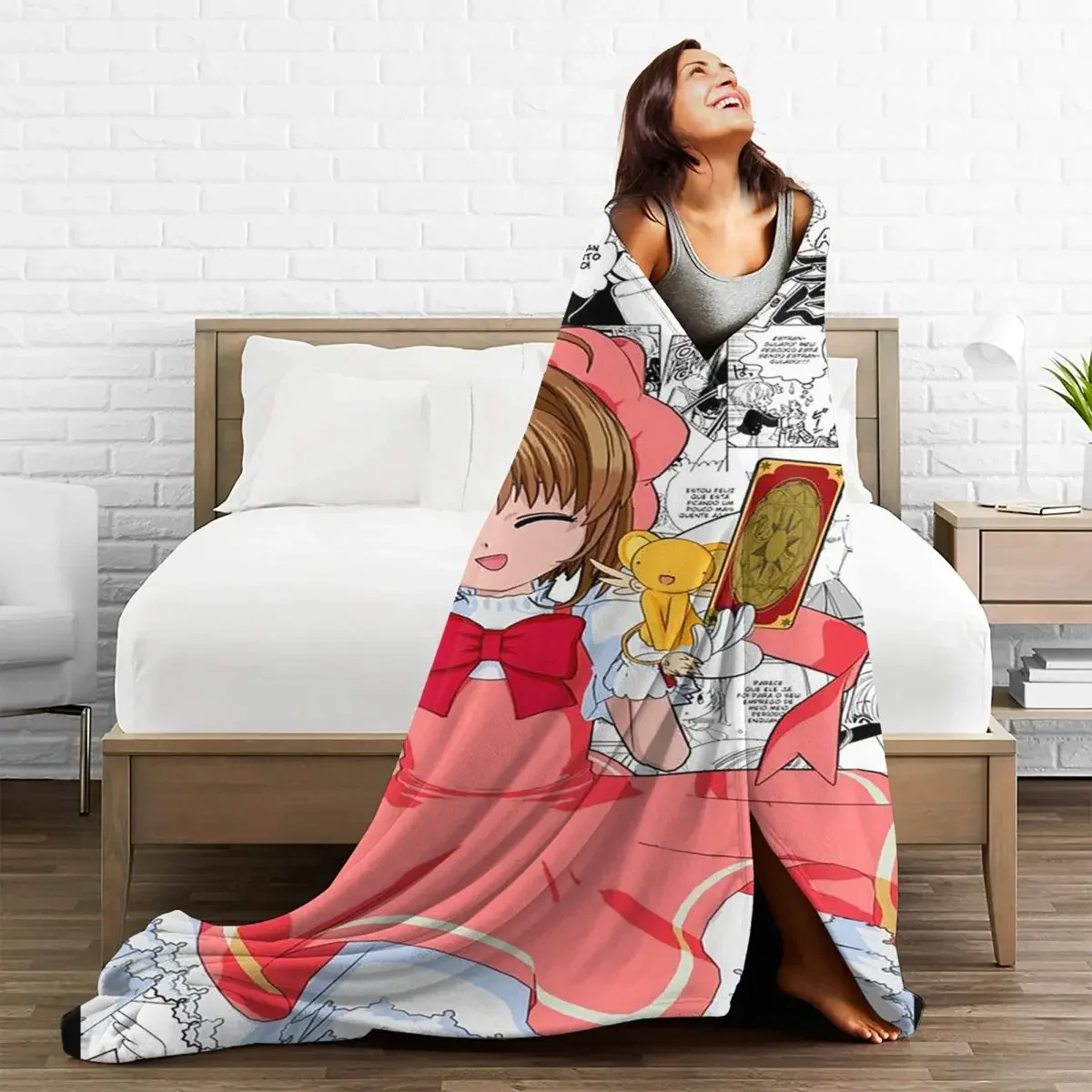 

Baby Blanket Anime Cardcaptor Sakura Fleece Summer Popular Cartoon Lightweight Multi-function Throw for Sofa Couch Bedspread