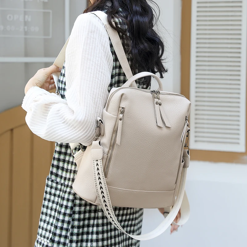 Fashion Ladies Faux Leather Backpack Purse Convertible to Shoulder Bag Water Resistant School Backpack Women's Tote Handbag Gift
