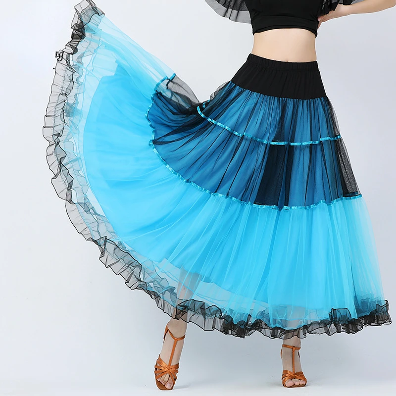 Moden Dance Grote Rok Ballroom Dance Gaas Grote Rok Square Dance Performance Rok Lang