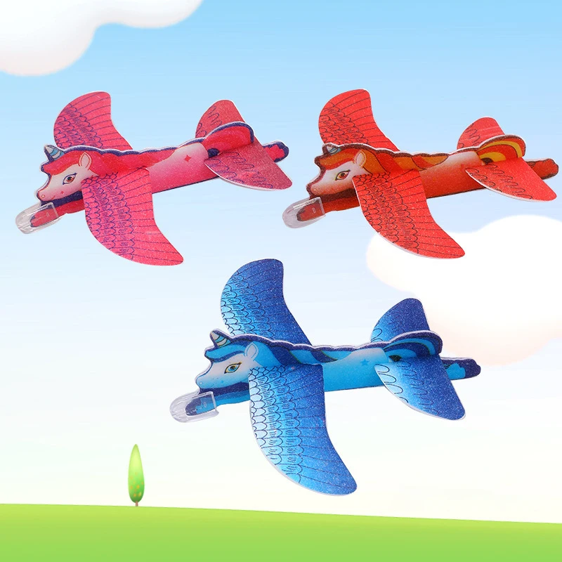 Brinquedos de avião de espuma animais montados, diversão ao ar livre crianças mão jogado dinossauro modelo de unicórnio, brinquedos infantis, presente de feriado