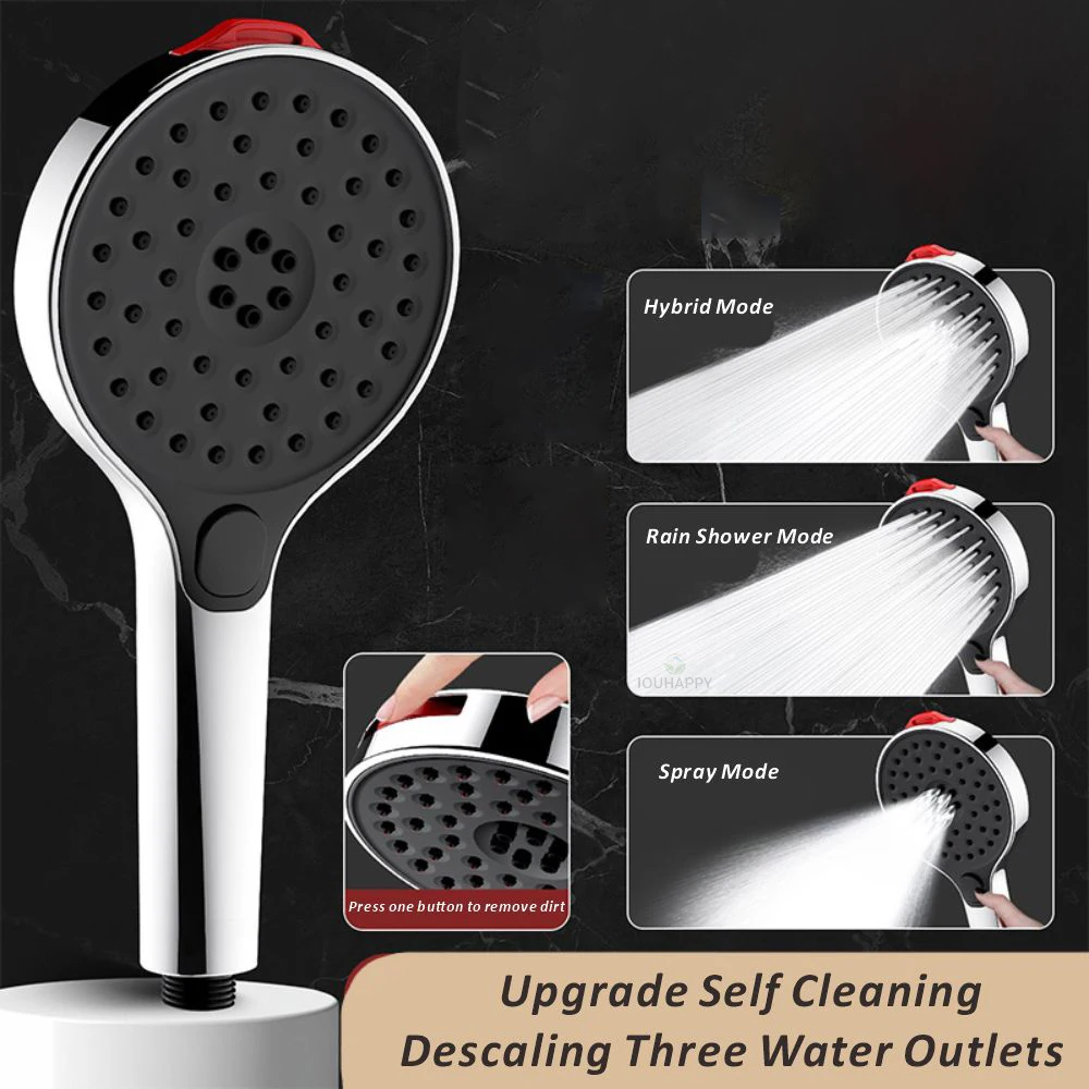

New Three Mode Adjustable Shower Head High Pressure Water Saving Spray Nozzles Cleaning Descaling Shower Bathroom Accessories