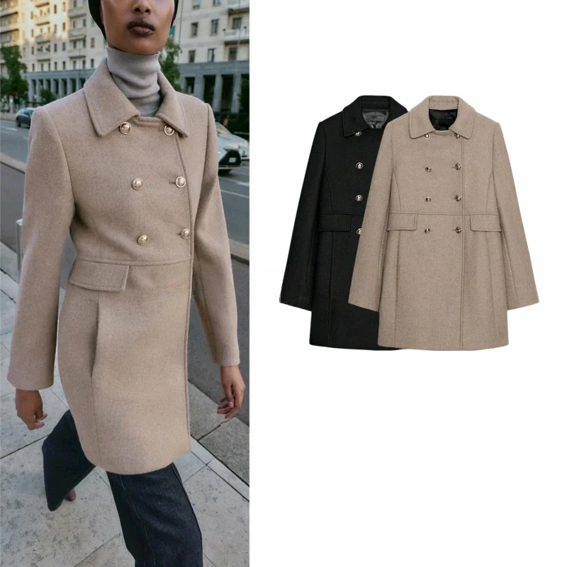 

Новое осеннее женское пальто с длинным воротником све, полушерстяное пальто Jaet 92934 847307, верхняя одежда из полиэфирного волокна 00% шерсти