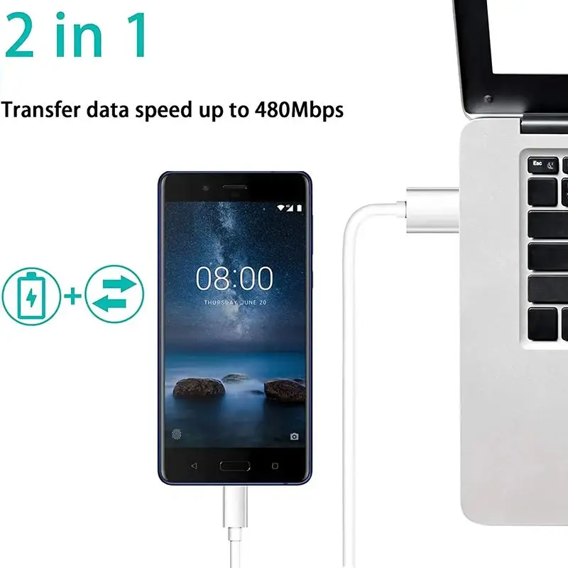 2.4A TPE USBA To Type C Fast Charging Data Sync Cable Mobile Cell Smartphone Charger For Samsung Xiaomi Huawei USB-C Quick Cord