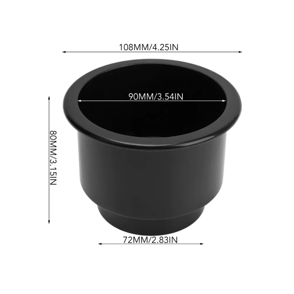 Cup Holder Insert With Drain Feature For Marine Boat RV for camper Interior Table For Surface Black Nylon Secure Beverage
