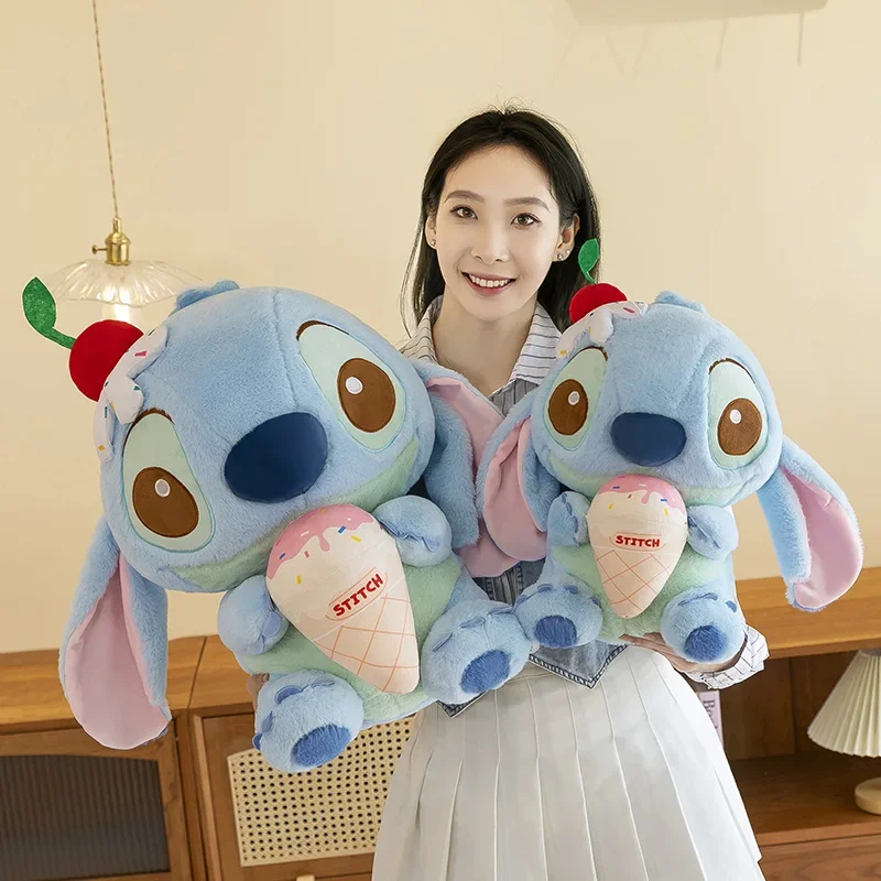 28/45cm Disney Stitch Ice Cream Soft Cute Plush Toy Doll Grab Machine Soothing Plushies Sleep Stuffed Pillow Doll Birthday Gifts