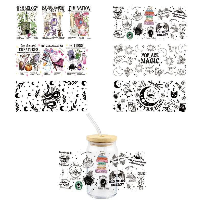 Cartoon Magic UV DTF Wrap Transfer Stickers Fashion Cool Design  DIY Wrap For 16oz Glasses Cups Mugs Bottles Waterproof Decal