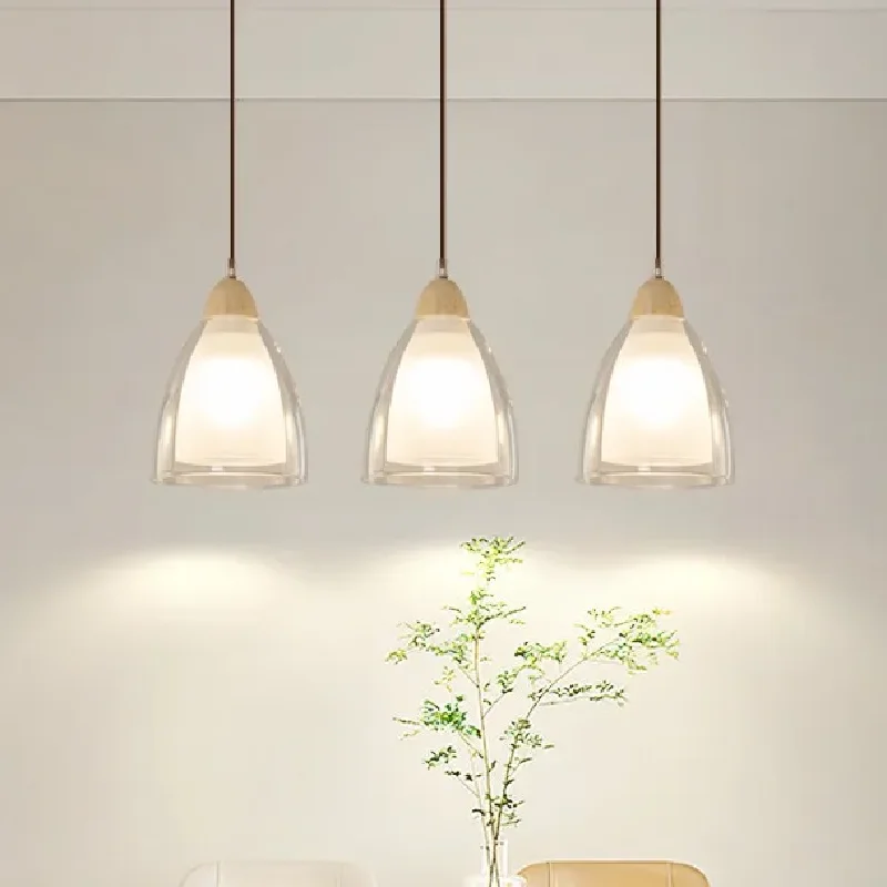 Japanese style Chandelier, E27 Screw Metal Glass Hanging Lamp, Flush Mount Ceiling Lighting Fixtures, Bedroom Dining