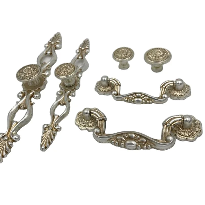 Vintage Cabinet Drawer Chest Pull Knob Furniture Hardware Antique Silver Cupboard Dresser handles Pulls