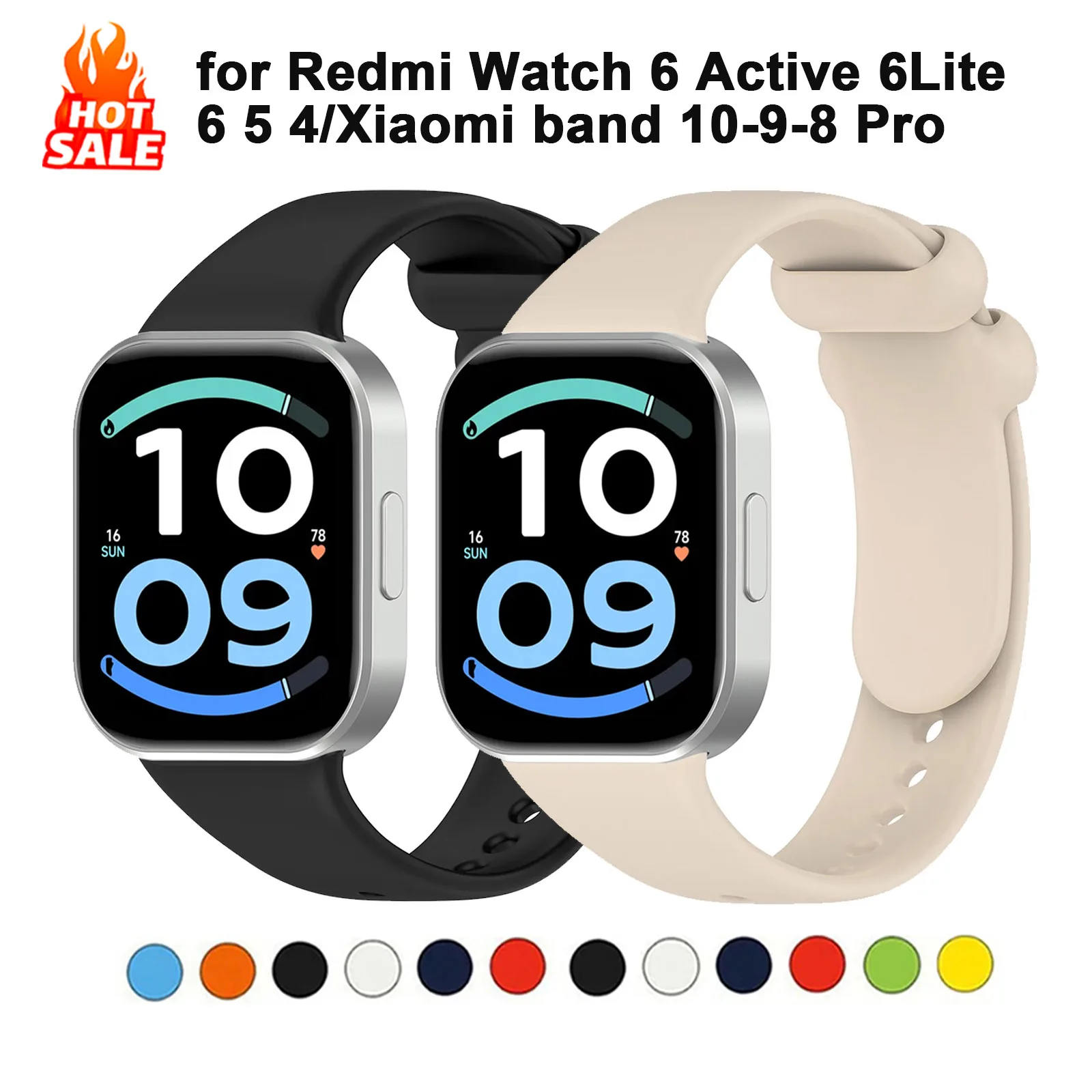 Silicone Strap For Redmi Watch 6 Active 6Lite 6 5 4 Sport Strap Bracelet Correa For Mi Band 10/9/8 Pro Wristband Accessories - view 2