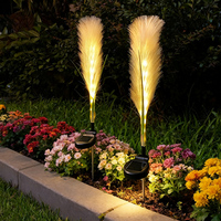 2pcs Solar Garden Lights Outdoor, Solar Fluffy Reed Lights Solar Pathway Lamp Solar Landscape Light for Wedding Decoration