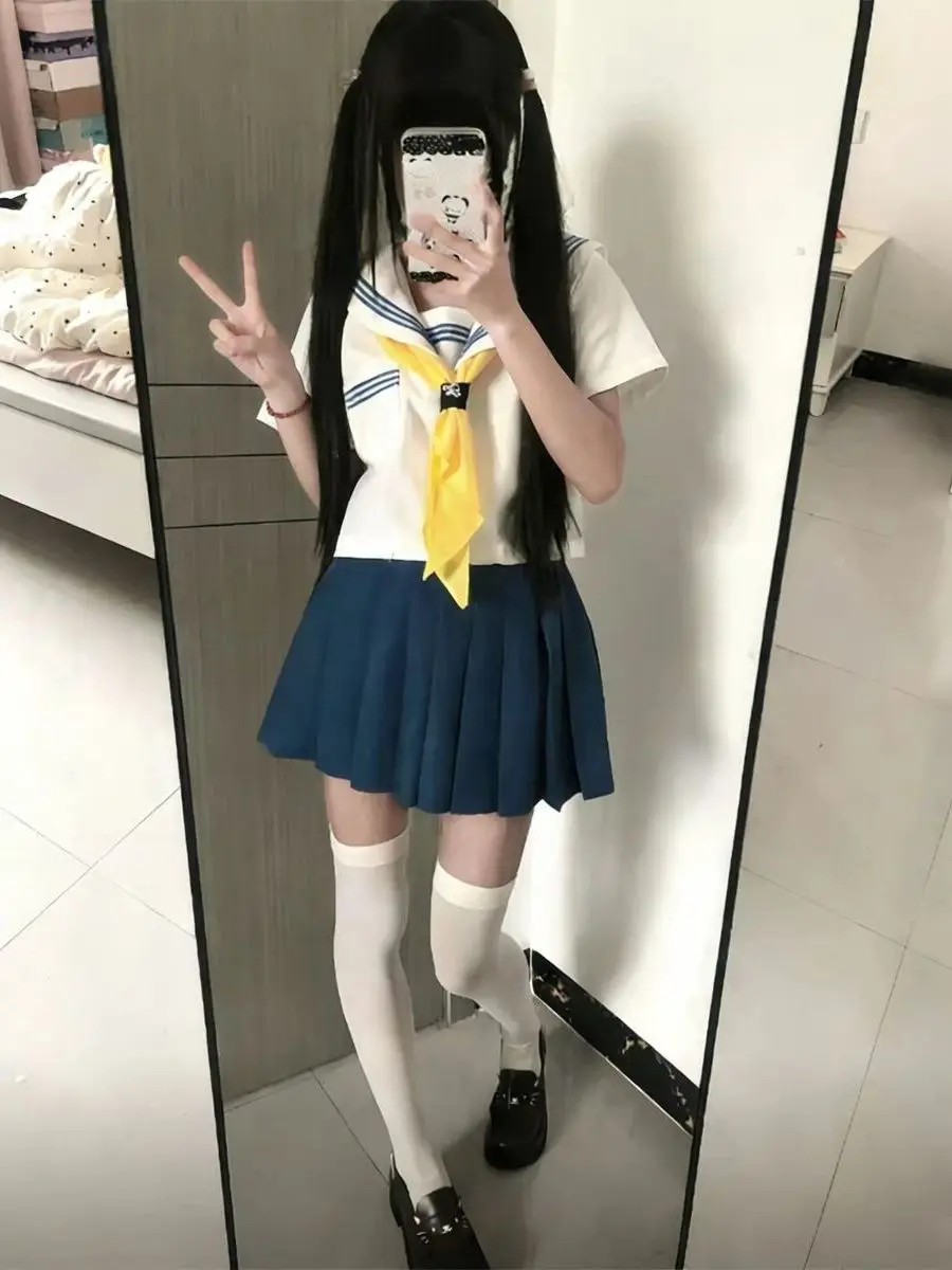 

Muyezheng Original Sailor Suit Set for Women Basic Navy Collar College Style White Japanese Style Four-Piece Fashion Set