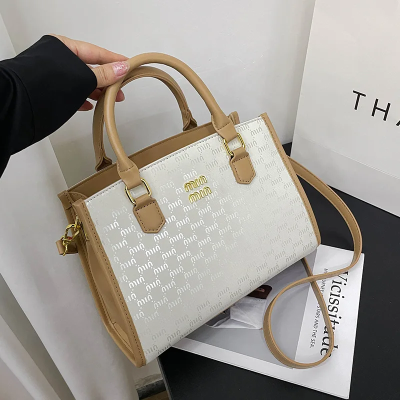 

​2025 New Women's Vintage Letter Print Tote Bag, Niche Luxury Crossbody Purse, Retro Shoulder Bag for Summer, Chic & Spacious​