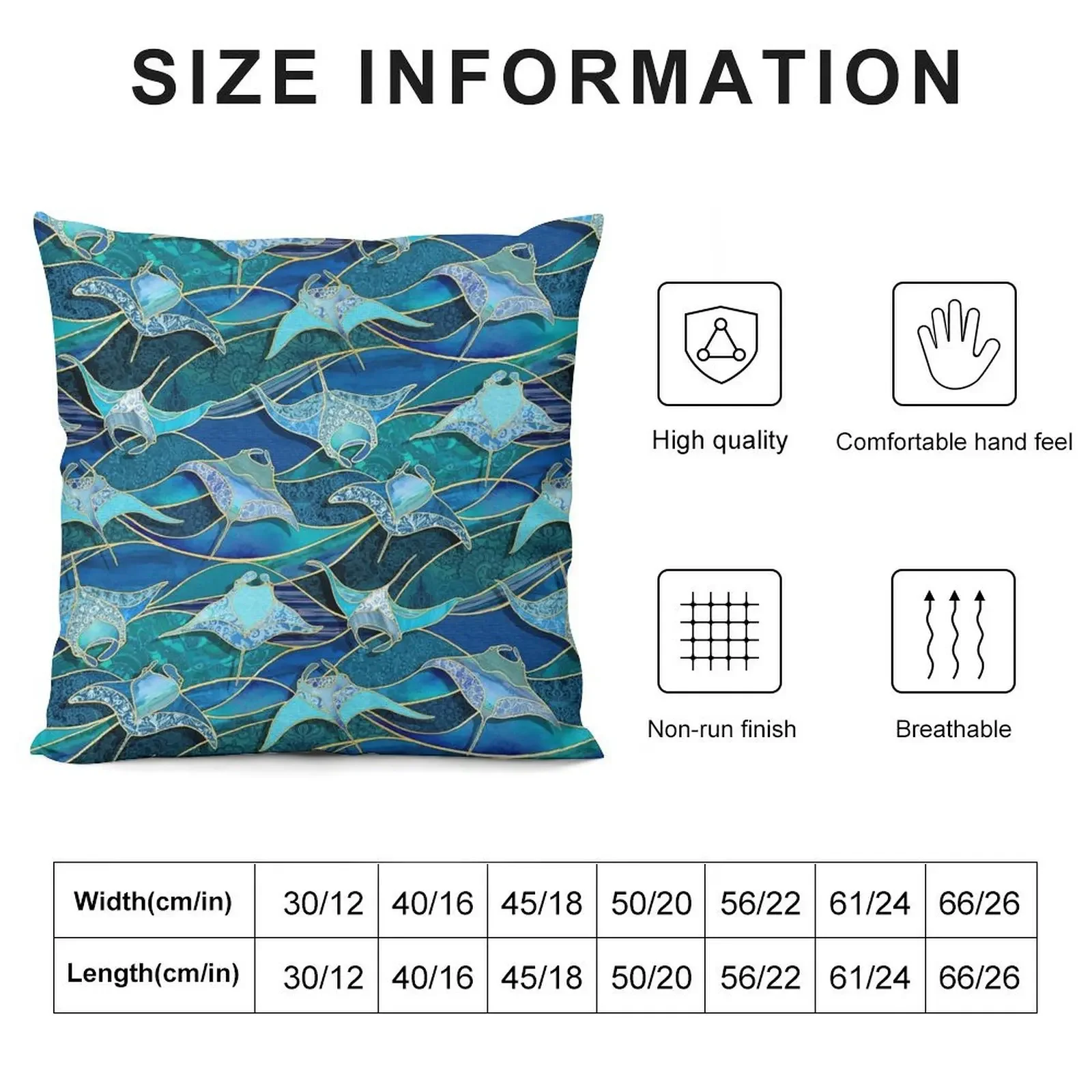 Patchwork Manta Rays in Sapphire and Turquoise Blue Throw Pillow Cushions Home Decor Christmas Pillows Throw Pillow pillow