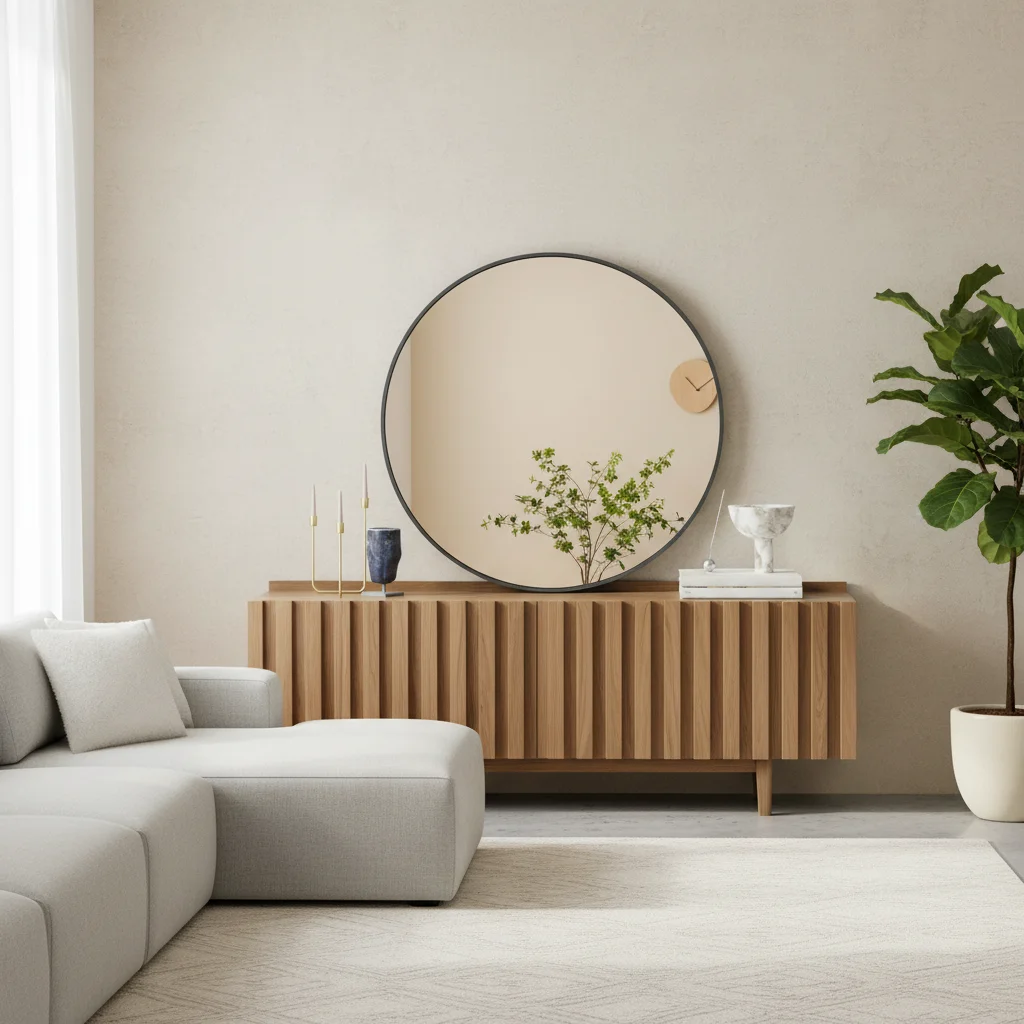 مرآة حائط مستديرة سوداء مقاس 20 بوصة لديكور المنزل الحديث، مثالية لغرفة المعيشة أو غرفة النوم أو الحمام